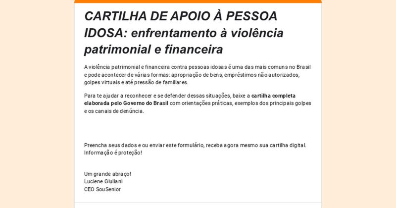 Cartilha de Apoio à Pessoa Idosa
